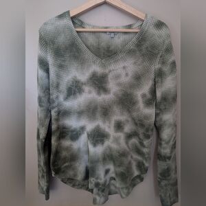 Kismet Green Tie-dye Waffle Knit Sweater